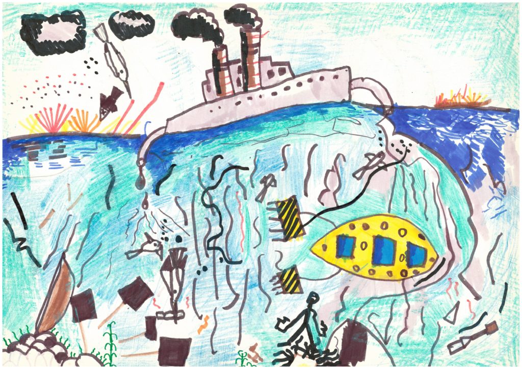 «Загрязнение водоемов», Усачев Владимир, 7 лет, ДДТ «Преображенский», изостудия