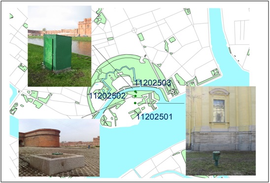 Рисунок 2. Схема расположения наблюдательных скважин на территории Петропавловской крепости