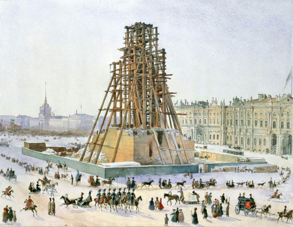 Рисунок 13. Денисов Александр Гаврилович. Подъем Александровской колонны. 1832 год