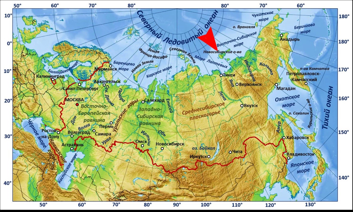 Физическая карта острова